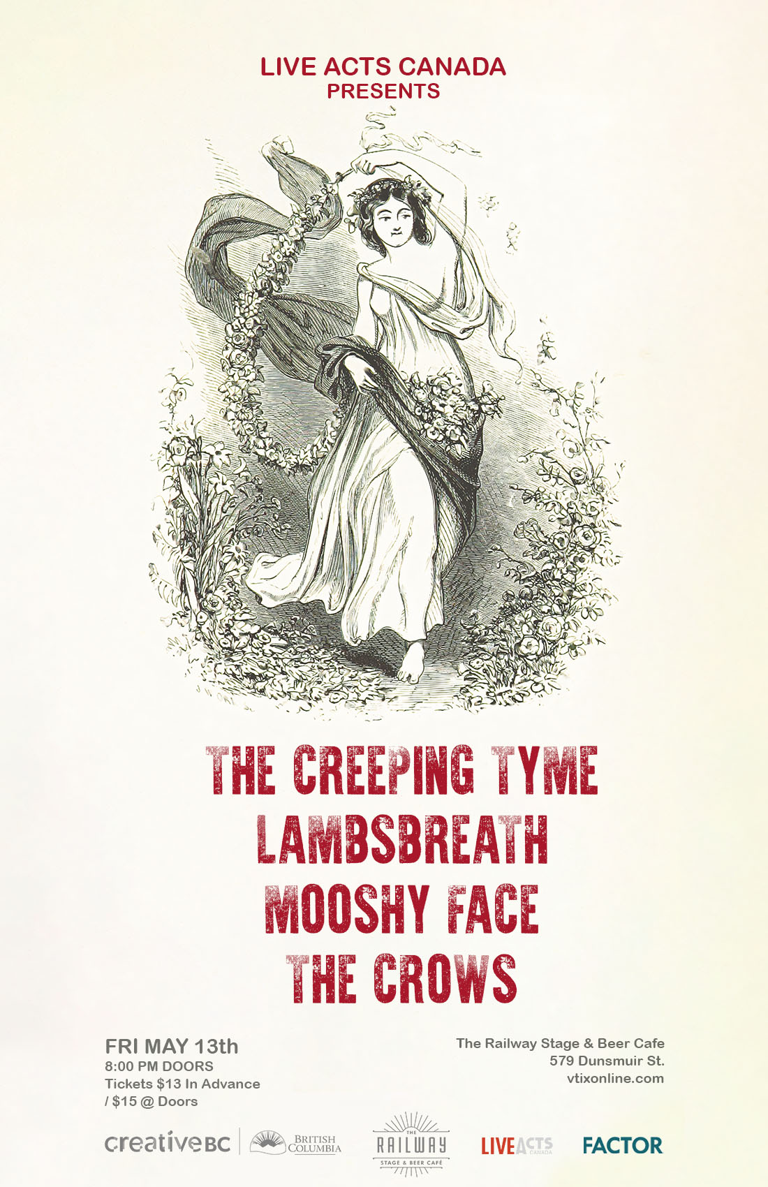 The Creeping Tyme With Special Guests, Lambsbreath, Mooshy Face and, The Crows