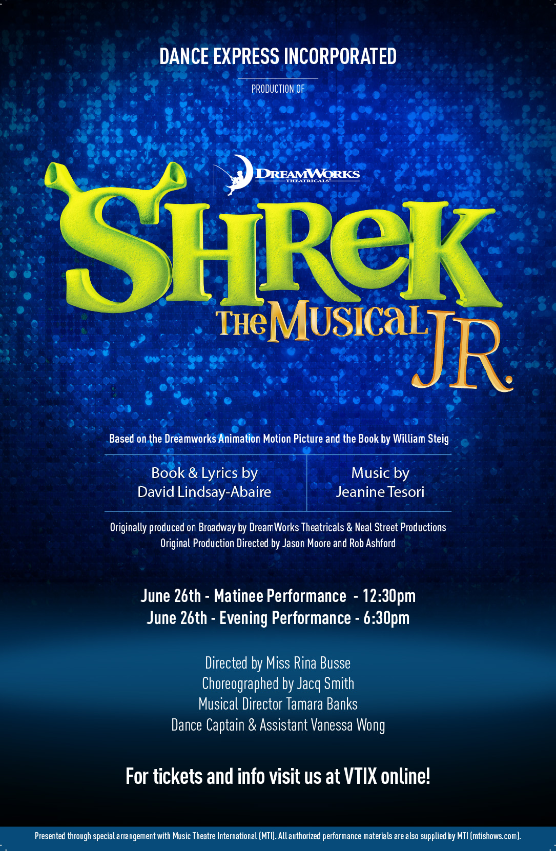 Dance Express Inc presents Shrek The Musical Jr. 