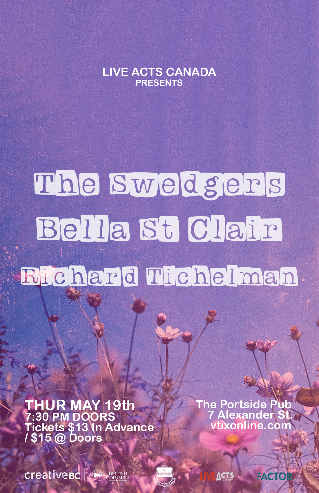 The Swedgers With Special Guests, Bella St. Clair, and Richard Tichelman