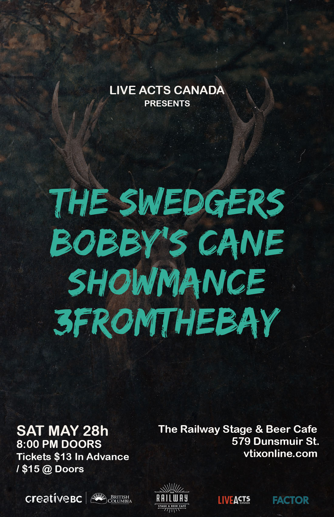 The Swedgers With Special With Special Guests, Bobby's Cane, Showmance, and 3fromthebay