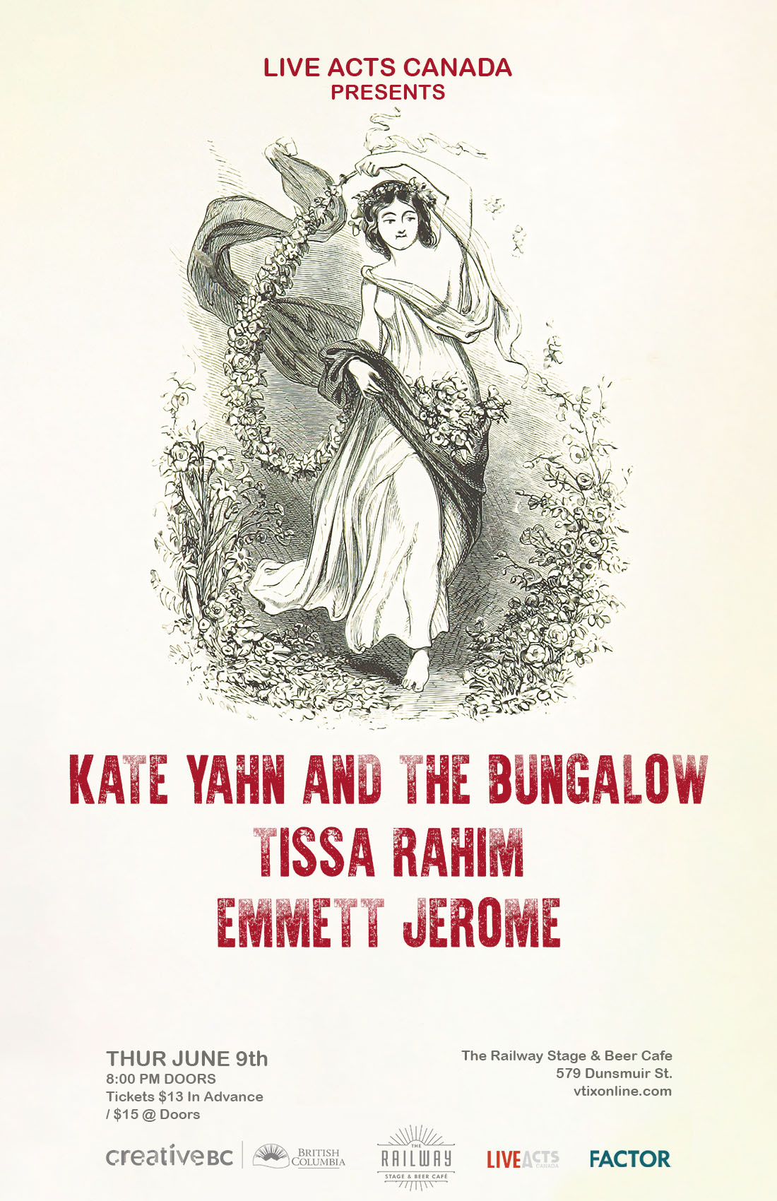 Kate Yahn & The Bungalow With Special Guests, Tissa Rahim, and Emmett Jerome