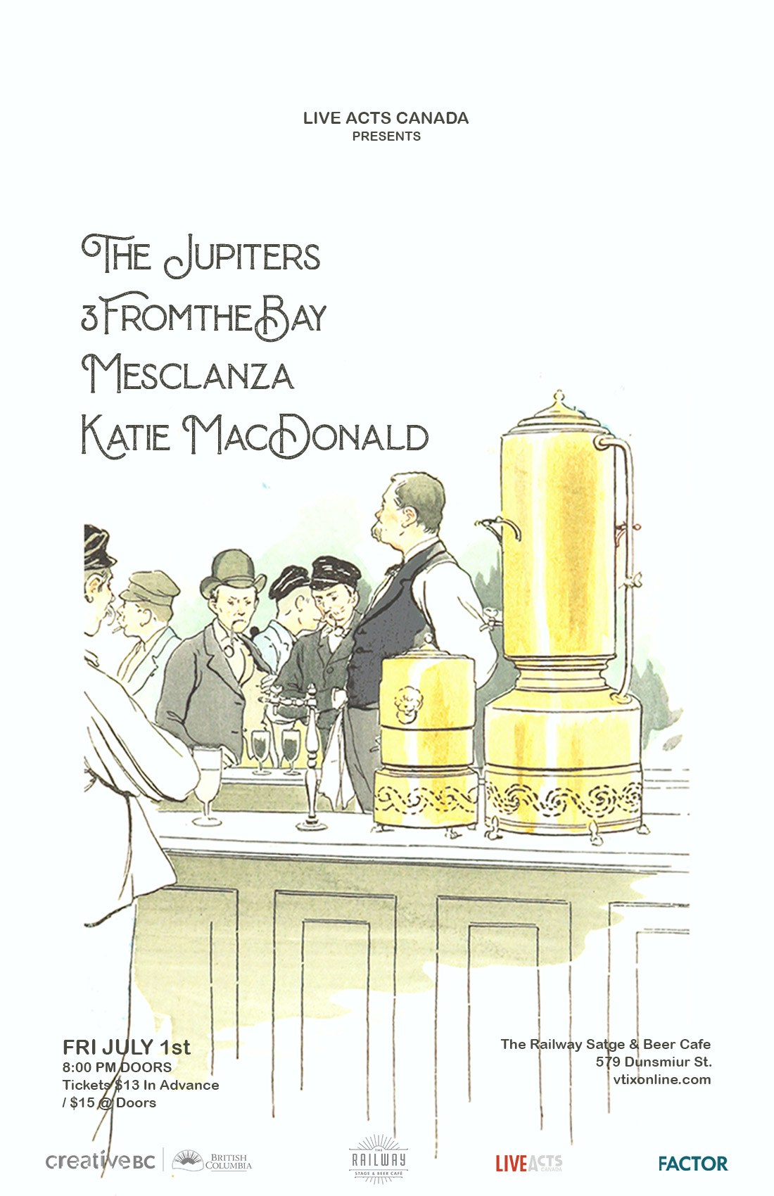 The Jupiters With Special Guests, 3Fromthebay, Mesclanza, and Katie MacDonald