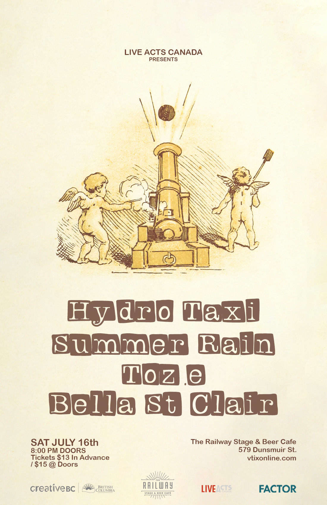 Hydro Taxi with Special Guests, Summer Rain, Toze and Bella St Clair 