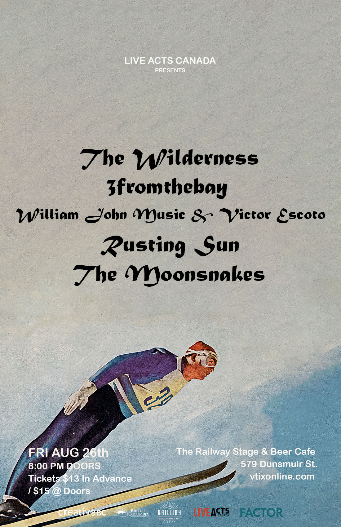 The Wilderness with Special Guests 3fromthebay, William John Music & Victor Escoto, Rusting Sun, The Moonsnakes