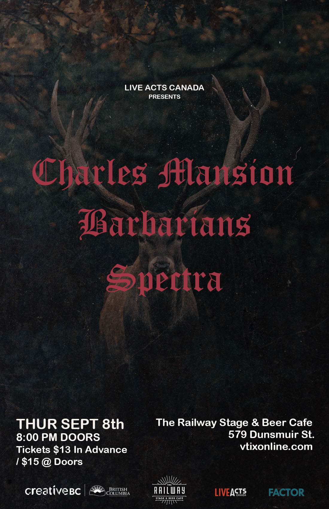 Charles Mansion with Special Guests Barbarians and Spectra