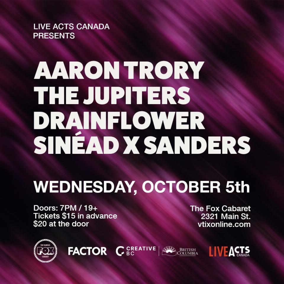 Aaron Trory Band with Special Guests The Jupiters, Drainflower, Sinead X Sanders