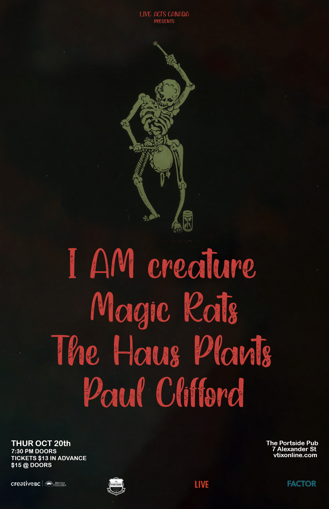 I AM creature with Special Guests Magic Rats, The Haus Plants, and Paul Clifford