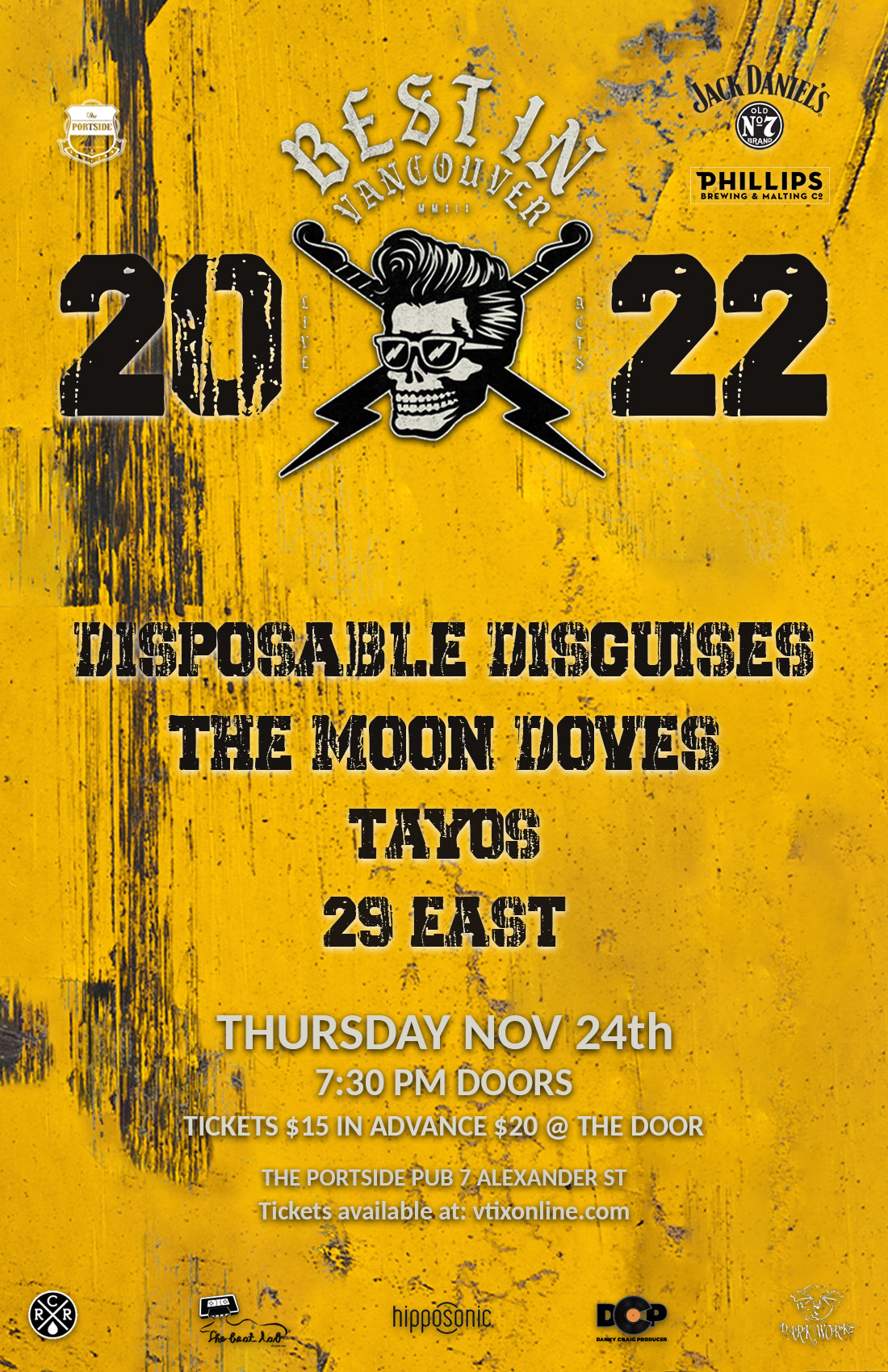Best in Vancouver 2022, feat - Disposable Disguises, The Moon Doves, Tayos, 29 East