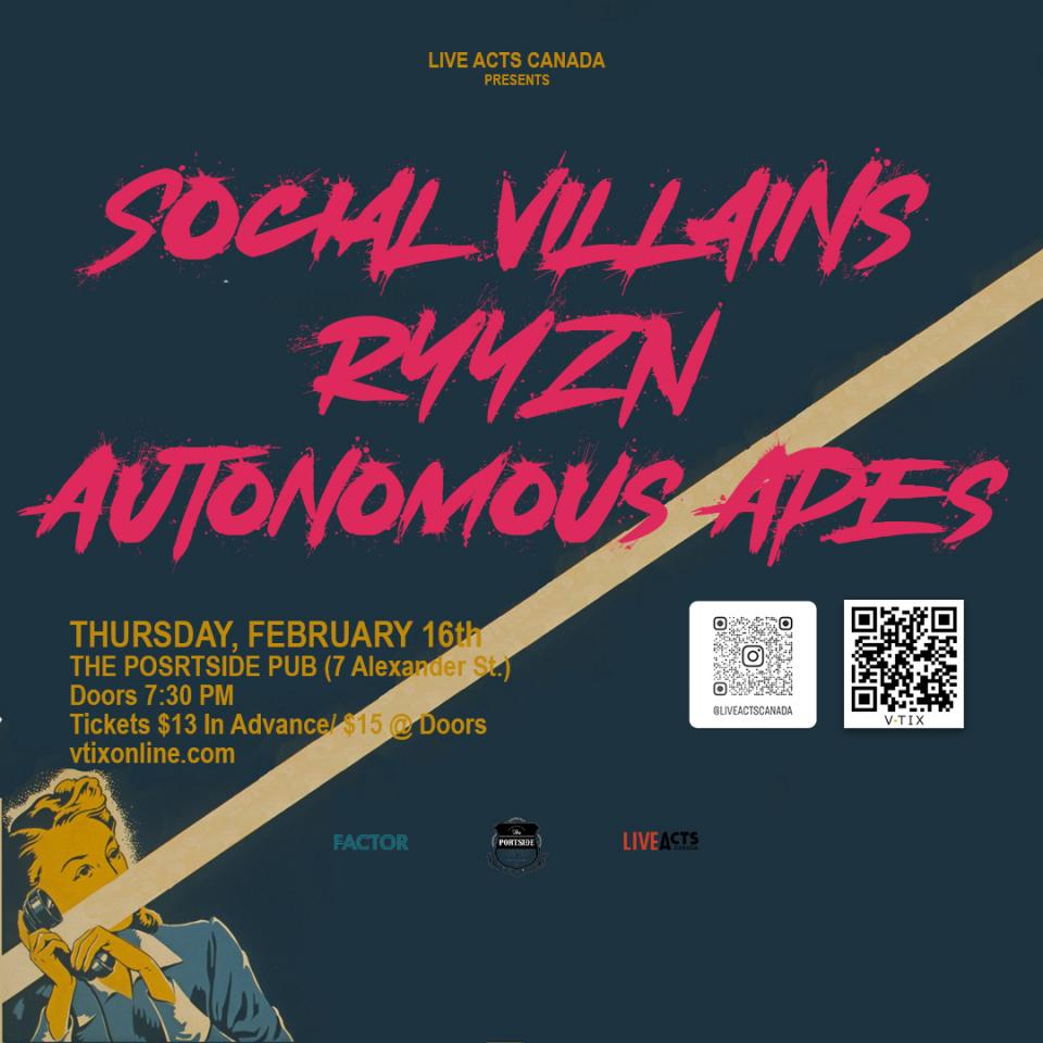 Social Villains with Special Guests RYYZN and Autonomous Apes