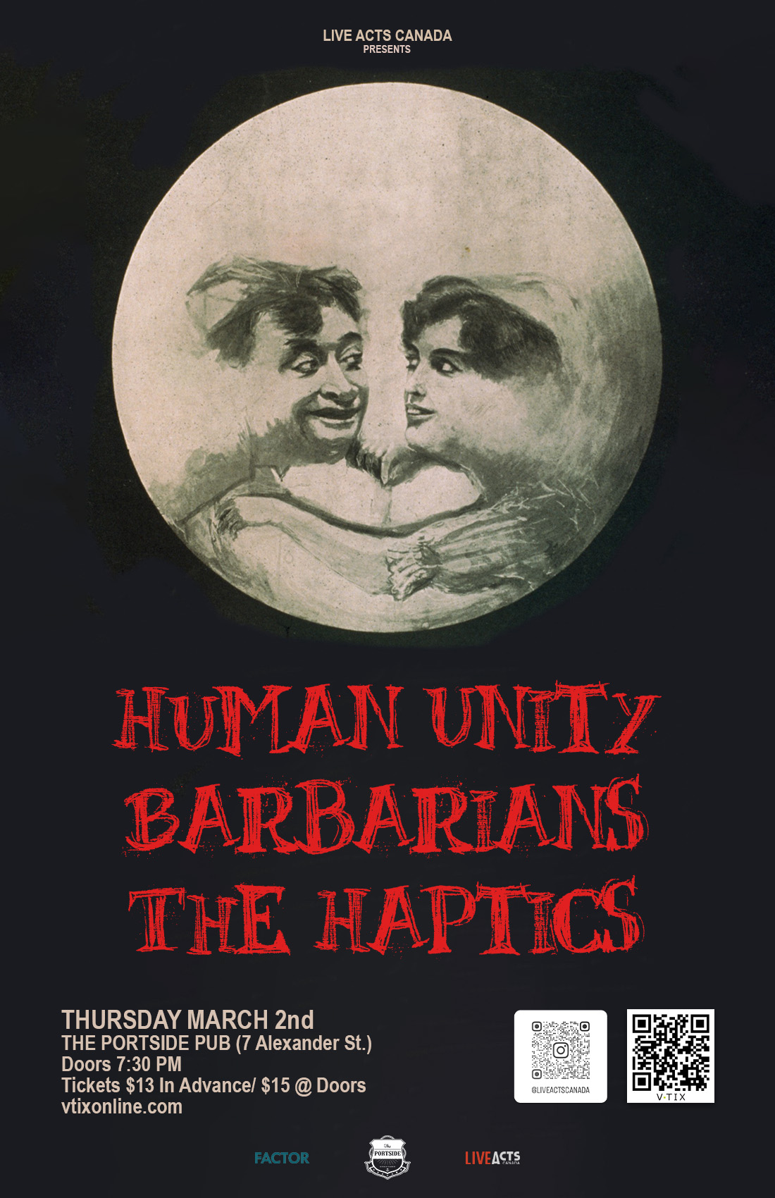 Human Unity with Special Guests Barbarians and The Haptics