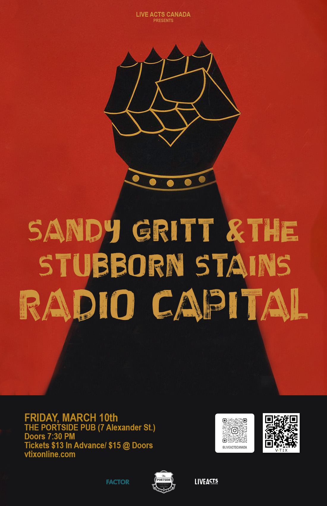 Sandy Gritt & The Stubborn Stains with Special Guests Radio Capital