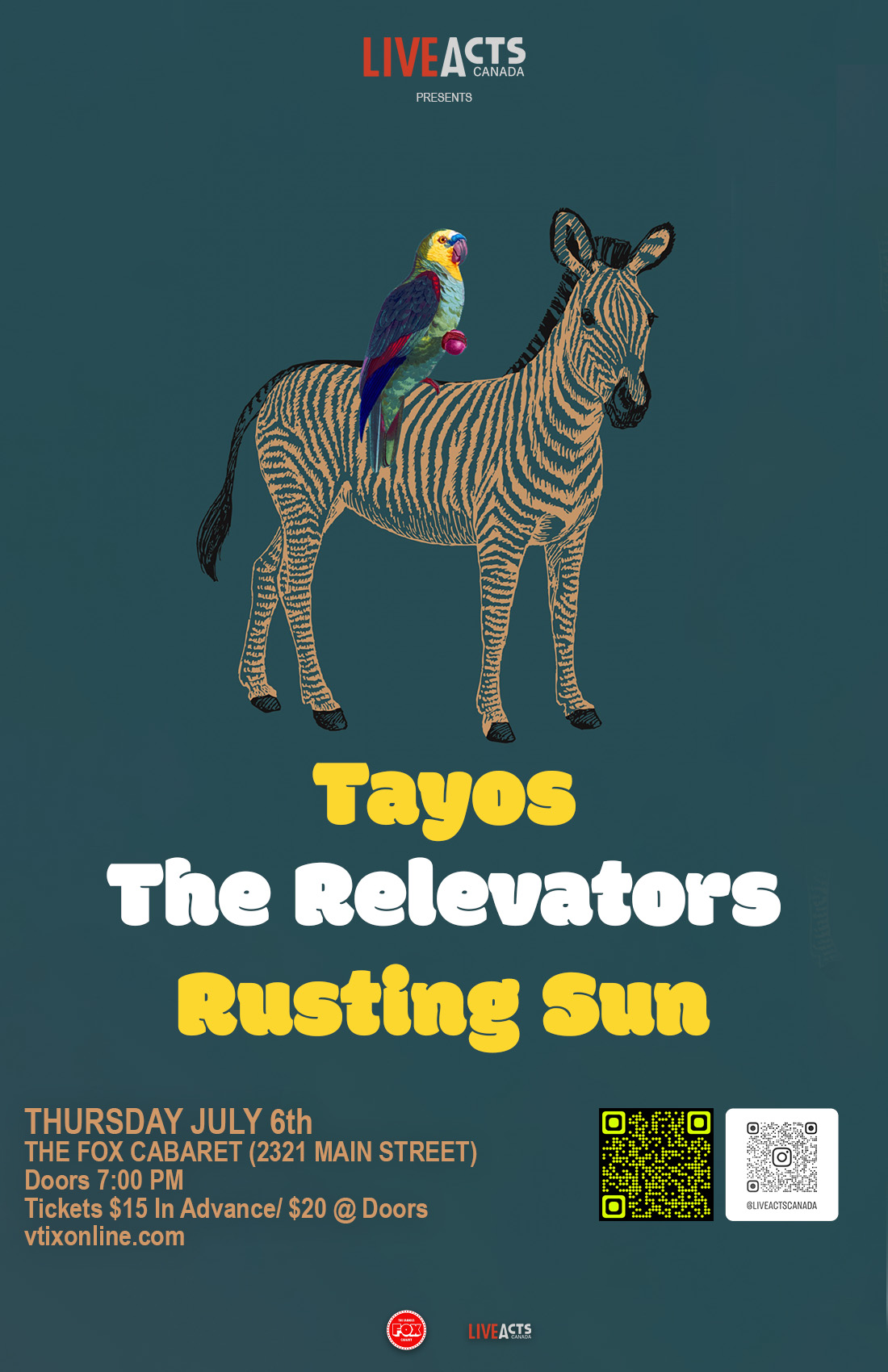 Tayos with Special Guests The Relevators and Rusting Sun