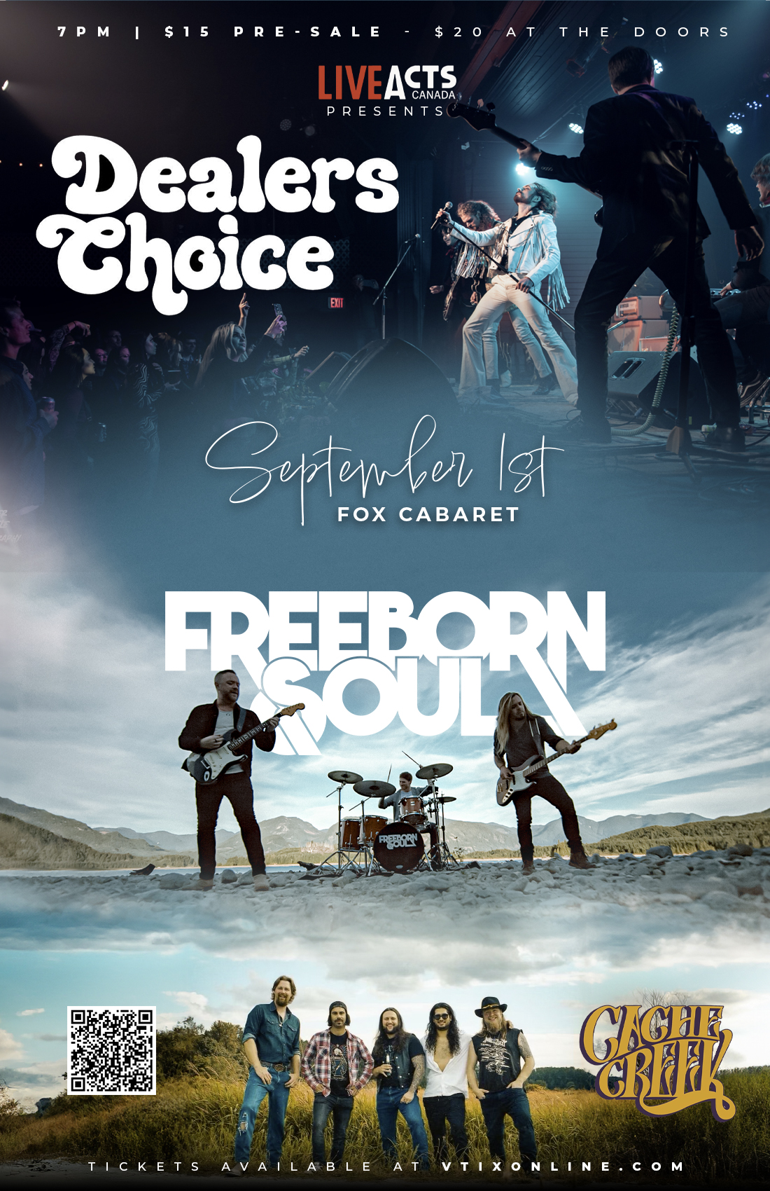 Dealers Choice with Special Guests Freeborn Soul and Cache Creek