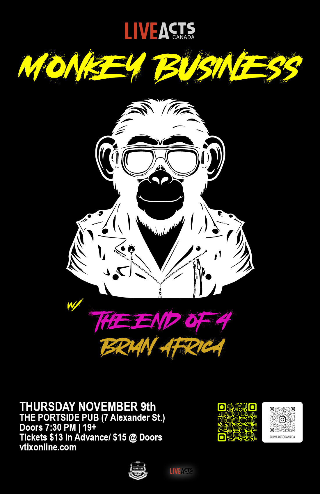 Monkey Business with Special Guests The End of 4 and Brian Africa