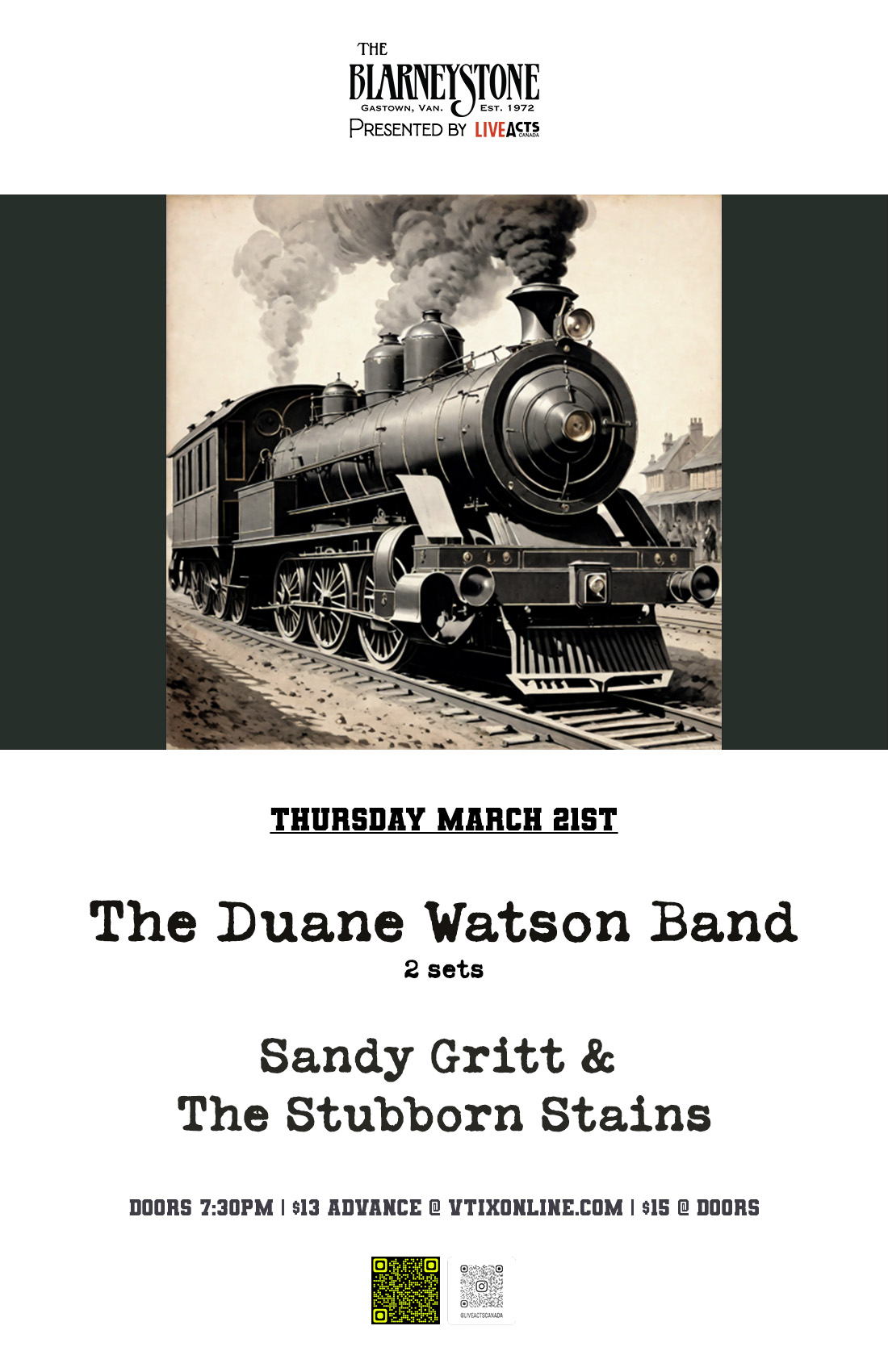 The Duane Watson Band w/ Sandy Gritt & the Stubborn Stains