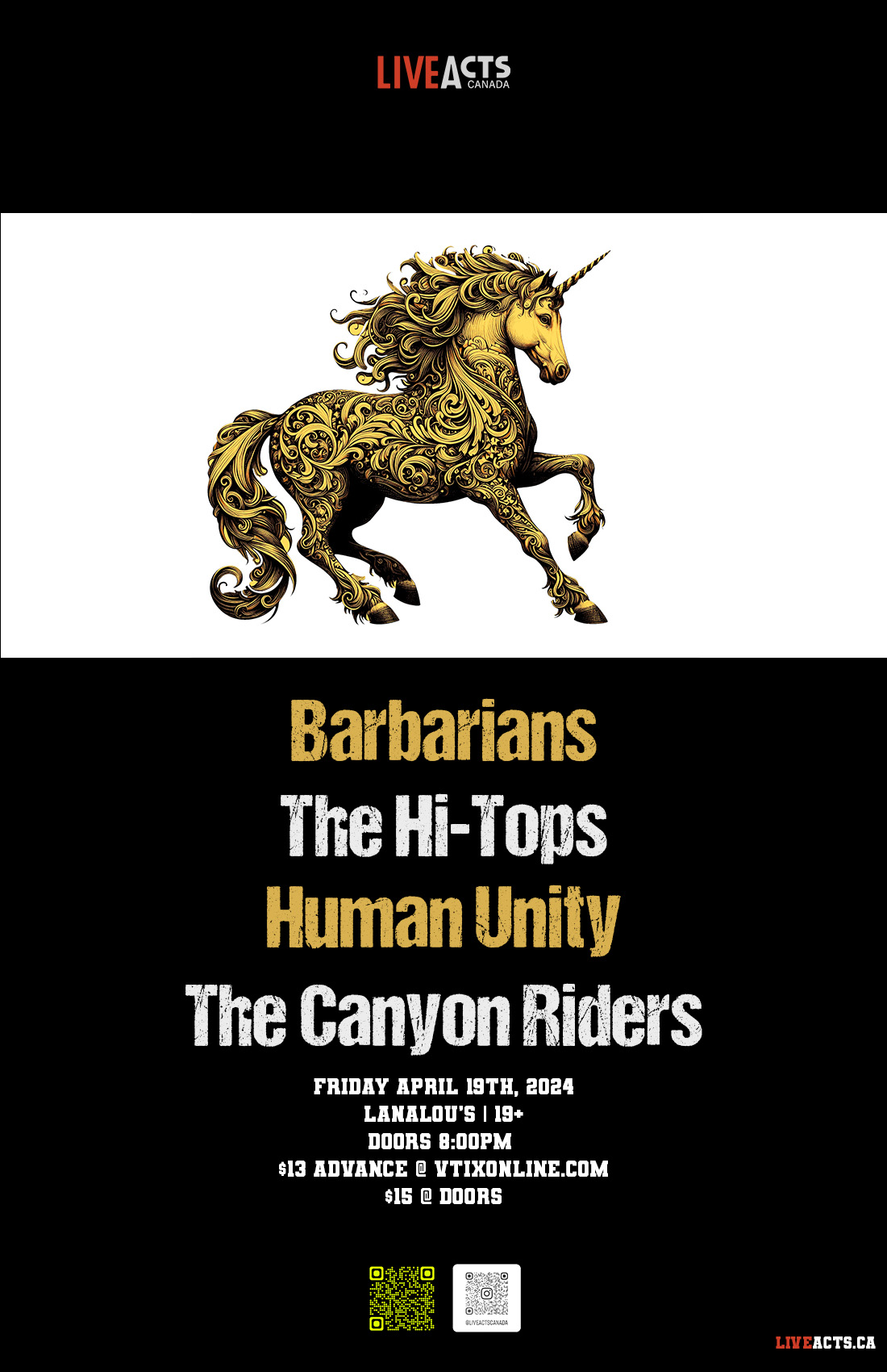 Barbarians w/ The Hi-Tops, Human Unity, and The Canyon Riders