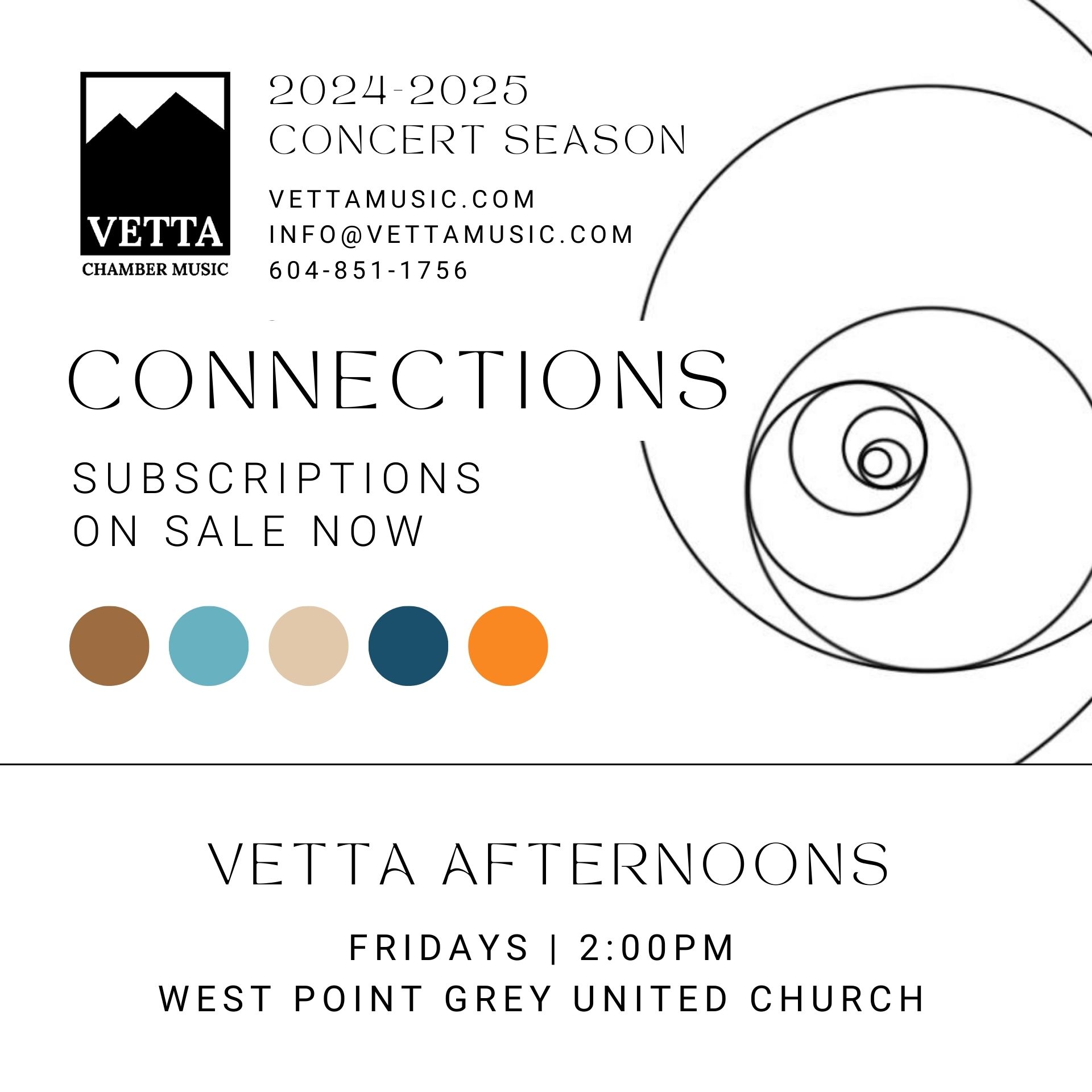 2024-25 Vetta Friday Afternoons - a 5-concert Season Subscription beginning on Friday Sept 27, 2024