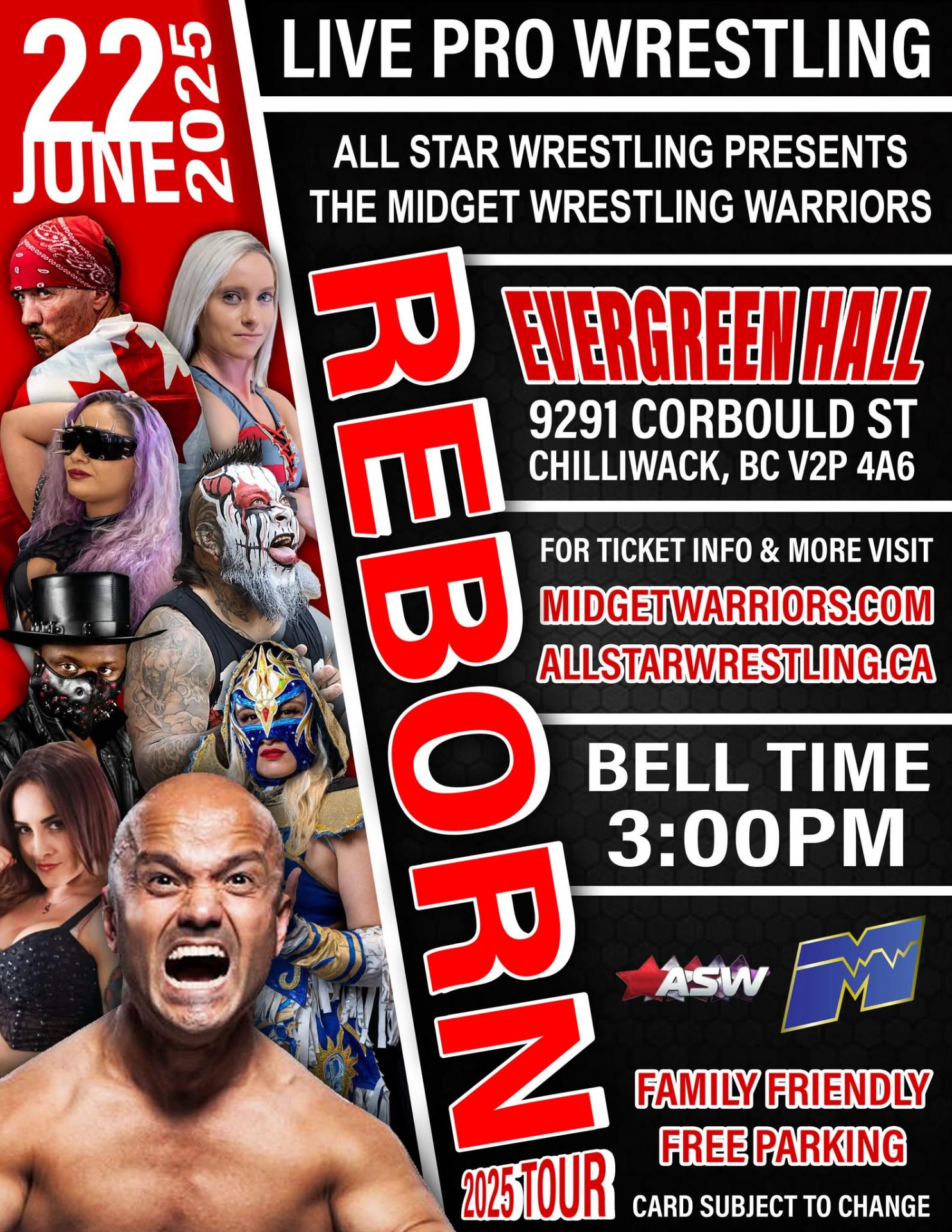 ALL STAR WRESTLING PRESENTS Midget Wrestling Warriors Reborn 2025 Tour CHILLIWACK