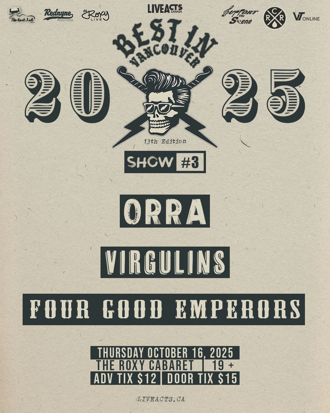 Best In Vancouver: ORRA, Virgulins, Four Good Emperors